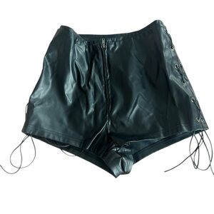 SHEIN Black Lace-Up High Waist Shorts